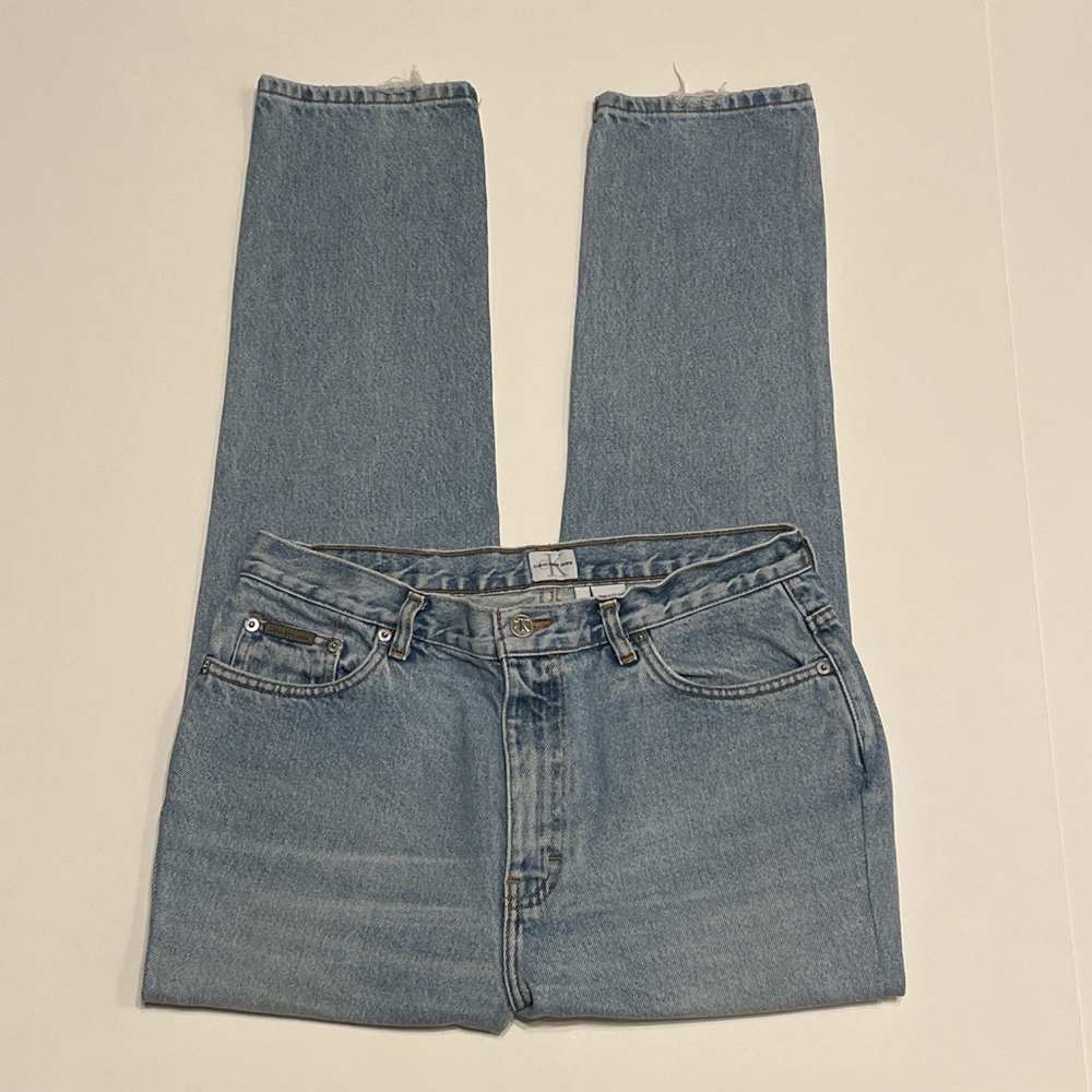 VINTAGE CALVIN KLEIN CLASSIC FIT DOUBLE STONEWASH BLUE JEANS (SIZE 14 OR 32X30)